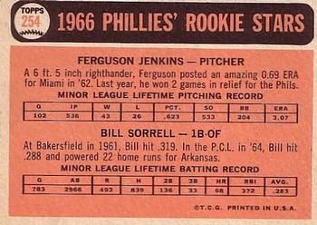 1966 Topps #254 Phillies 1966 Rookie Stars (Ferguson Jenkins / Bill Sorrell) Back