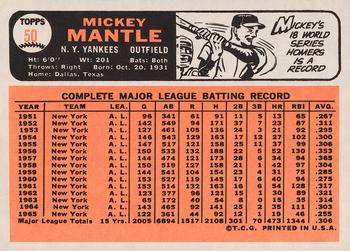 1966 Topps #50 Mickey Mantle Back