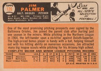 1966 Topps #126 Jim Palmer Back