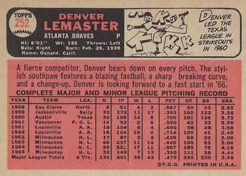 1966 Topps #252 Denver Lemaster Back