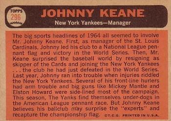 1966 Topps #296 Johnny Keane Back
