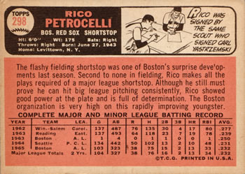1966 Topps #298 Rico Petrocelli Back
