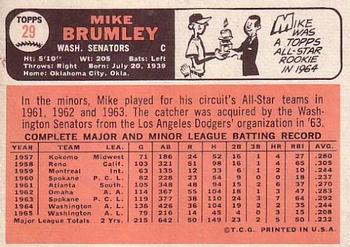 1966 Topps #29 Mike Brumley Back