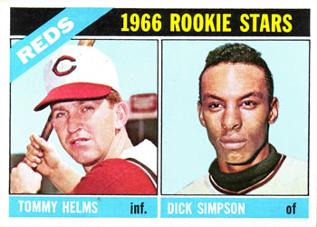 1966 Topps #311 Reds 1966 Rookie Stars (Tommy Helms / Dick Simpson) Front