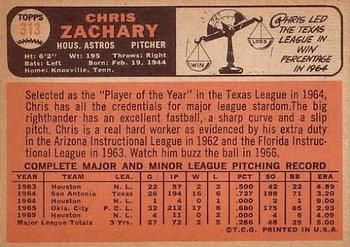 1966 Topps #313 Chris Zachary Back