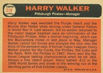 1966 Topps #318 Harry Walker Back