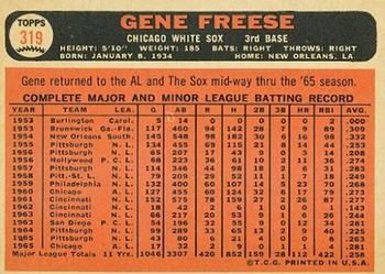 1966 Topps #319 Gene Freese Back