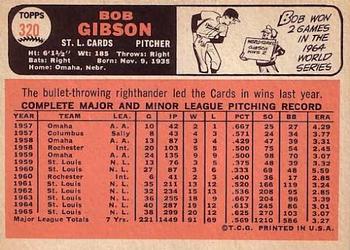 1966 Topps #320 Bob Gibson Back