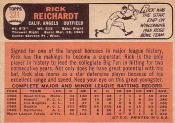 1966 Topps #321 Rick Reichardt Back