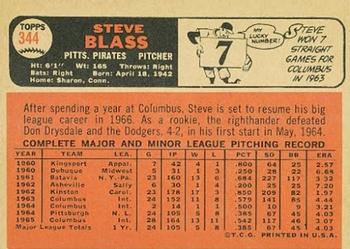 1966 Topps #344 Steve Blass Back