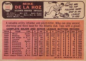 1966 Topps #346 Mike de la Hoz Back