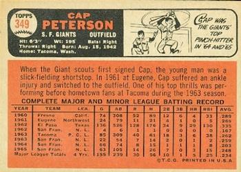 1966 Topps #349 Cap Peterson Back