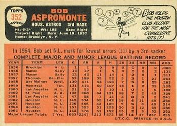 1966 Topps #352 Bob Aspromonte Back