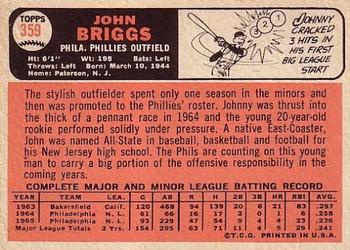 1966 Topps #359 Johnny Briggs Back