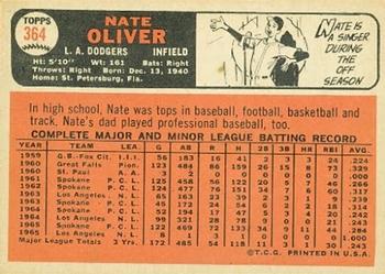 1966 Topps #364 Nate Oliver Back
