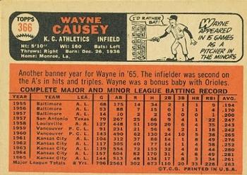 1966 Topps #366 Wayne Causey Back