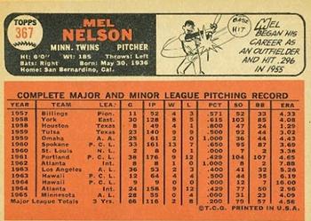 1966 Topps #367 Mel Nelson Back