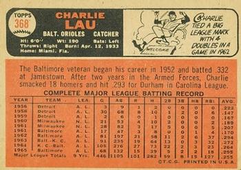 1966 Topps #368 Charlie Lau Back