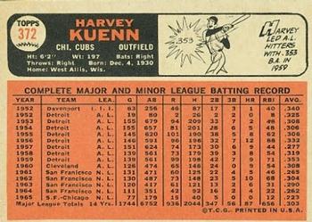 1966 Topps #372 Harvey Kuenn Back