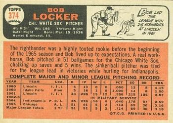 1966 Topps #374 Bob Locker Back
