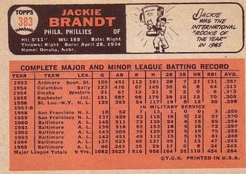 1966 Topps #383 Jackie Brandt Back