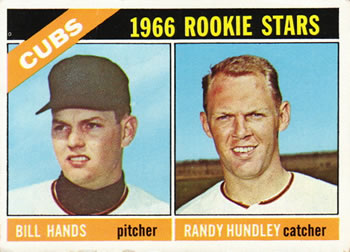 1966 Topps #392 Cubs 1966 Rookie Stars (Bill Hands / Randy Hundley) Front