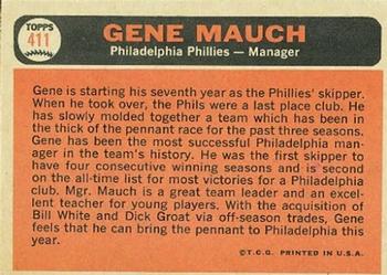 1966 Topps #411 Gene Mauch Back