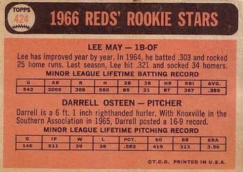 1966 Topps #424 Reds 1966 Rookie Stars (Lee May / Darrell Osteen) Back
