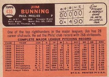 1966 Topps #435 Jim Bunning Back