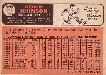 1966 Topps #440 Deron Johnson Back