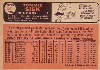 1966 Topps #441 Tommie Sisk Back