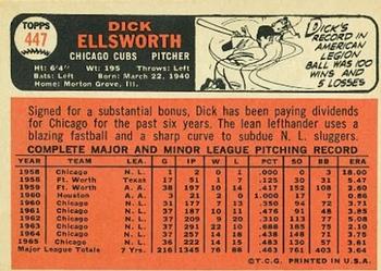 1966 Topps #447 Dick Ellsworth Back