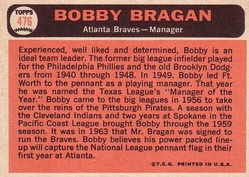 1966 Topps #476 Bobby Bragan Back