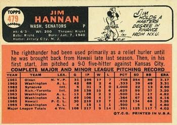 1966 Topps #479 Jim Hannan Back