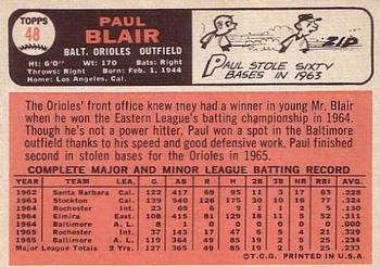 1966 Topps #48 Paul Blair Back
