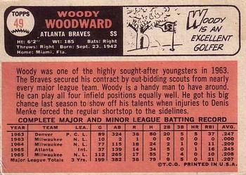 1966 Topps #49 Woody Woodward Back