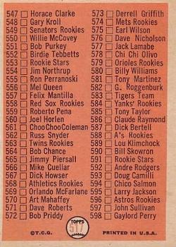 1966 Topps #517 7th Series Checklist: 507-598 Back