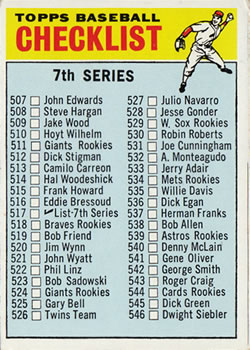 1966 Topps #517 7th Series Checklist: 507-598 Front