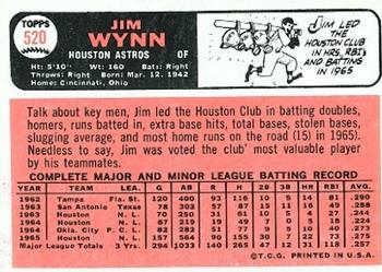 1966 Topps #520 Jim Wynn Back