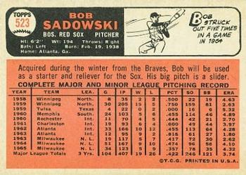 1966 Topps #523 Bob Sadowski Back