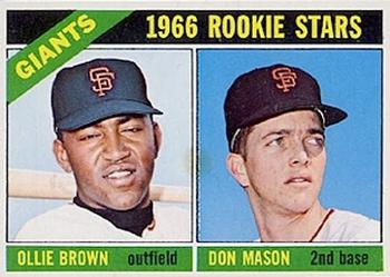 1966 Topps #524 Giants 1966 Rookie Stars (Ollie Brown / Don Mason) Front