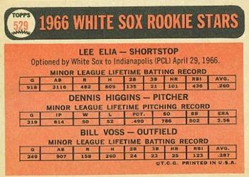 1966 Topps #529 White Sox 1966 Rookie Stars (Lee Elia / Dennis Higgins / Bill Voss) Back