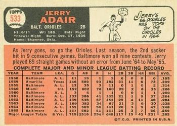 1966 Topps #533 Jerry Adair Back