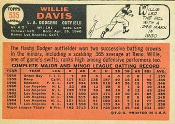 1966 Topps #535 Willie Davis Back