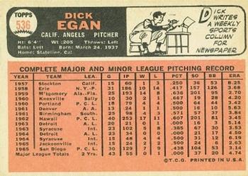 1966 Topps #536 Dick Egan Back