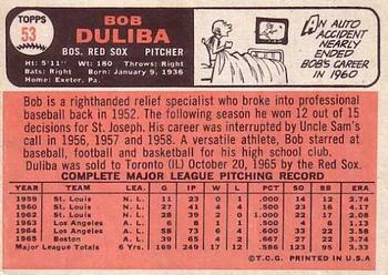 1966 Topps #53 Bob Duliba Back
