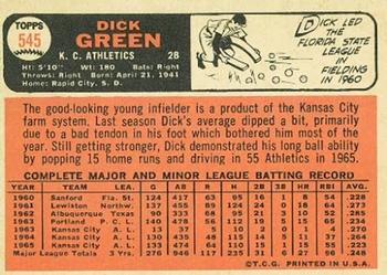 1966 Topps #545 Dick Green Back