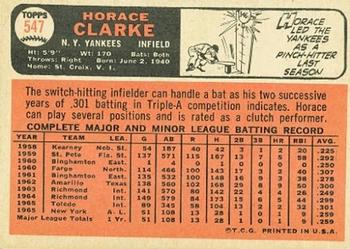 1966 Topps #547 Horace Clarke Back