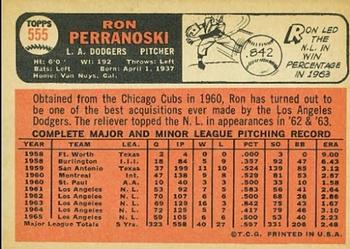 1966 Topps #555 Ron Perranoski Back