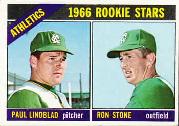 1966 Topps #568 Athletics 1966 Rookie Stars (Paul Lindblad / Ron Stone) Front
